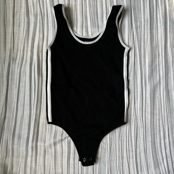 Aqua bodysuit black with white stripes on the sides - Picture 1 of 5